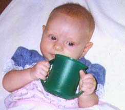 Laura drinks from a cup!