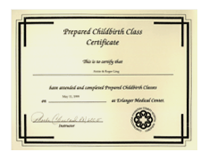 Official Prepared Childbirth Class Certificate